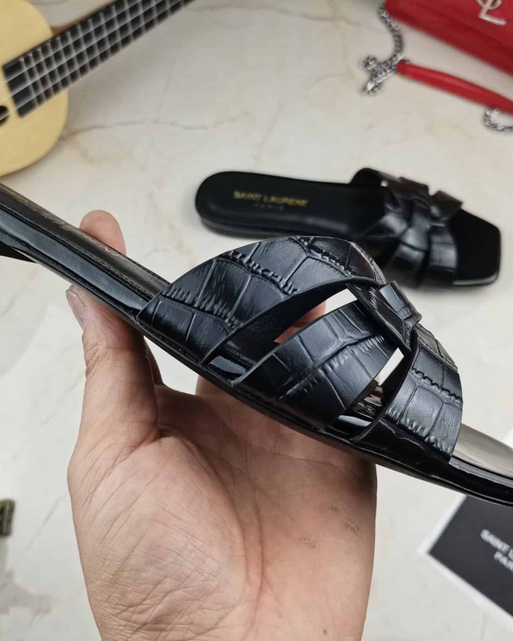 Saint Laurent Women's Tribute Flat Mules Black For Women YSL