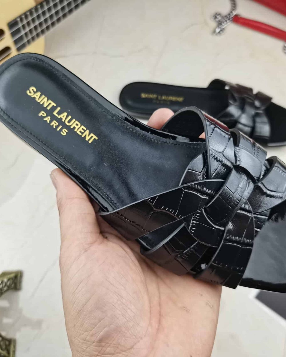 Saint Laurent Women's Tribute Flat Mules Black For Women YSL