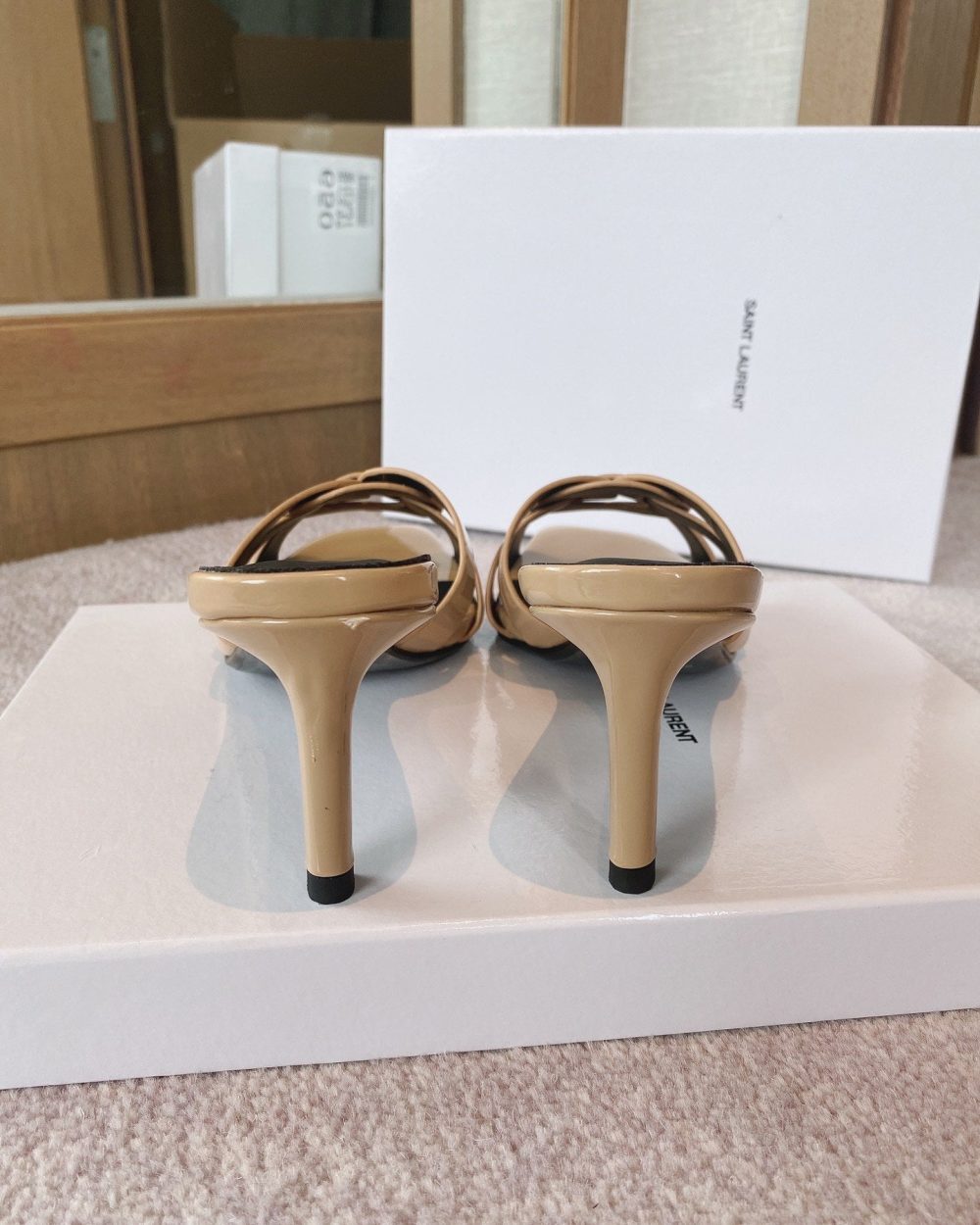 Saint Laurent Women's Tribute Heeled Mules Beige For Women YSL