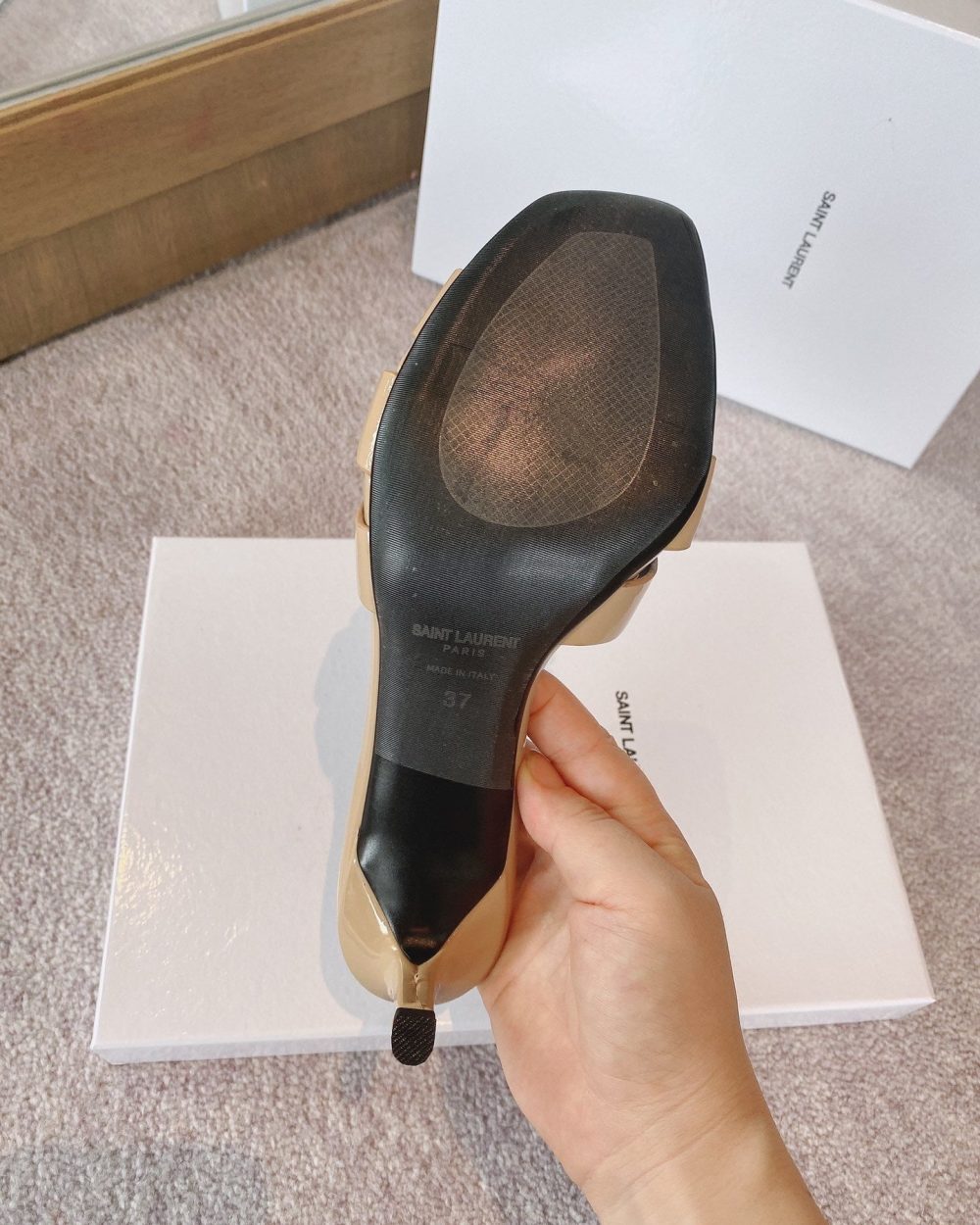 Saint Laurent Women's Tribute Heeled Mules Beige For Women YSL