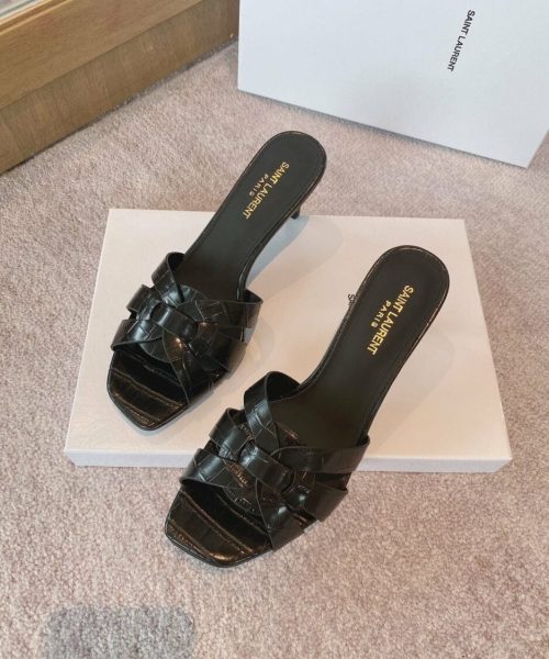 Saint Laurent Women's Tribute Heeled Mules Black For Women YSL 6509861YQ001000
