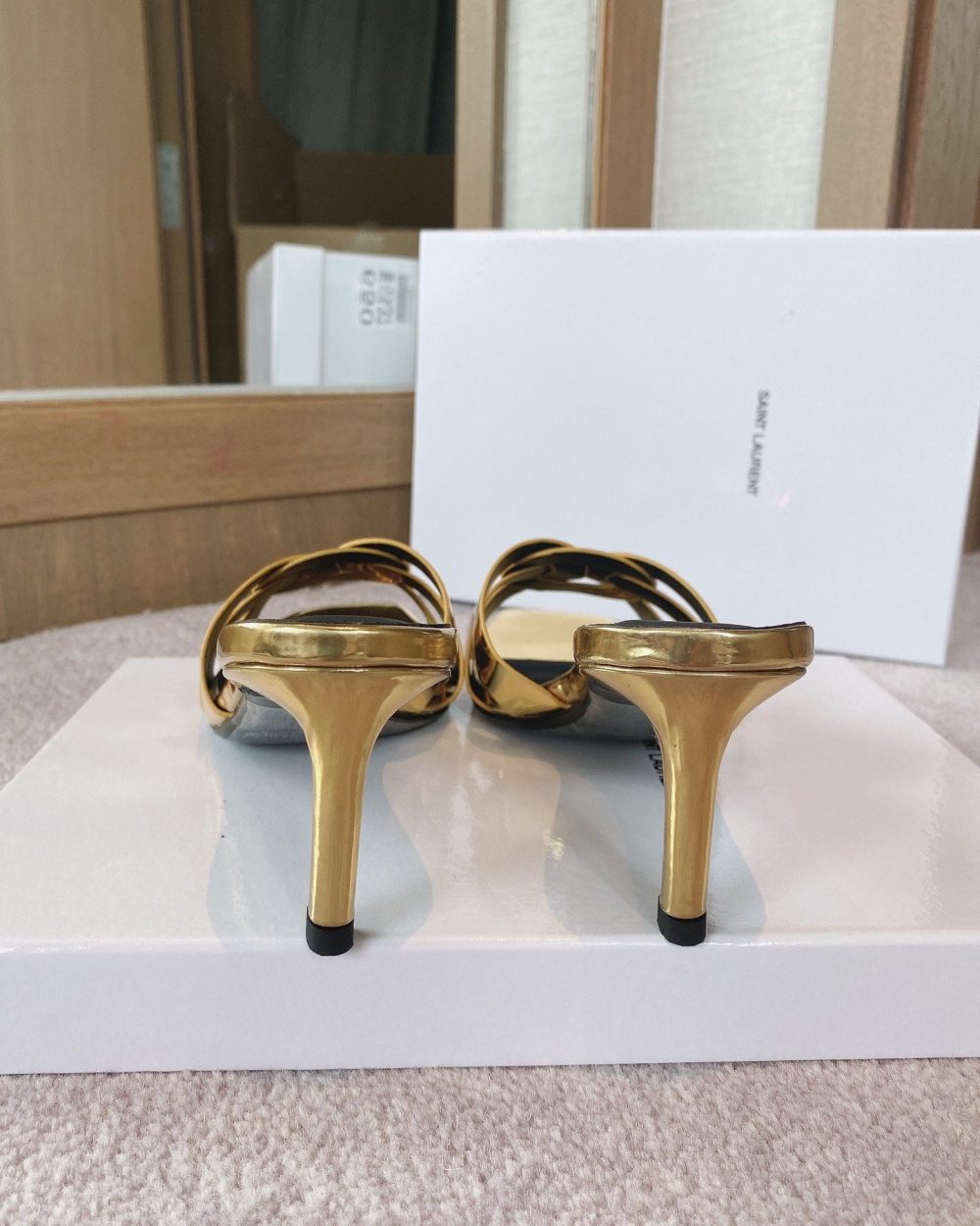 Saint Laurent Women's Tribute Heeled Mules Gold For Women YSL