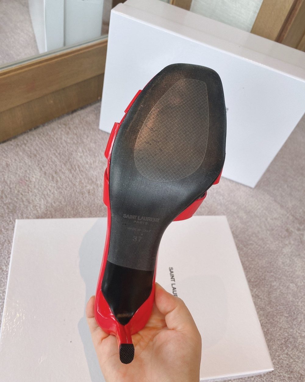 Saint Laurent Women's Tribute Heeled Mules Red For Women YSL