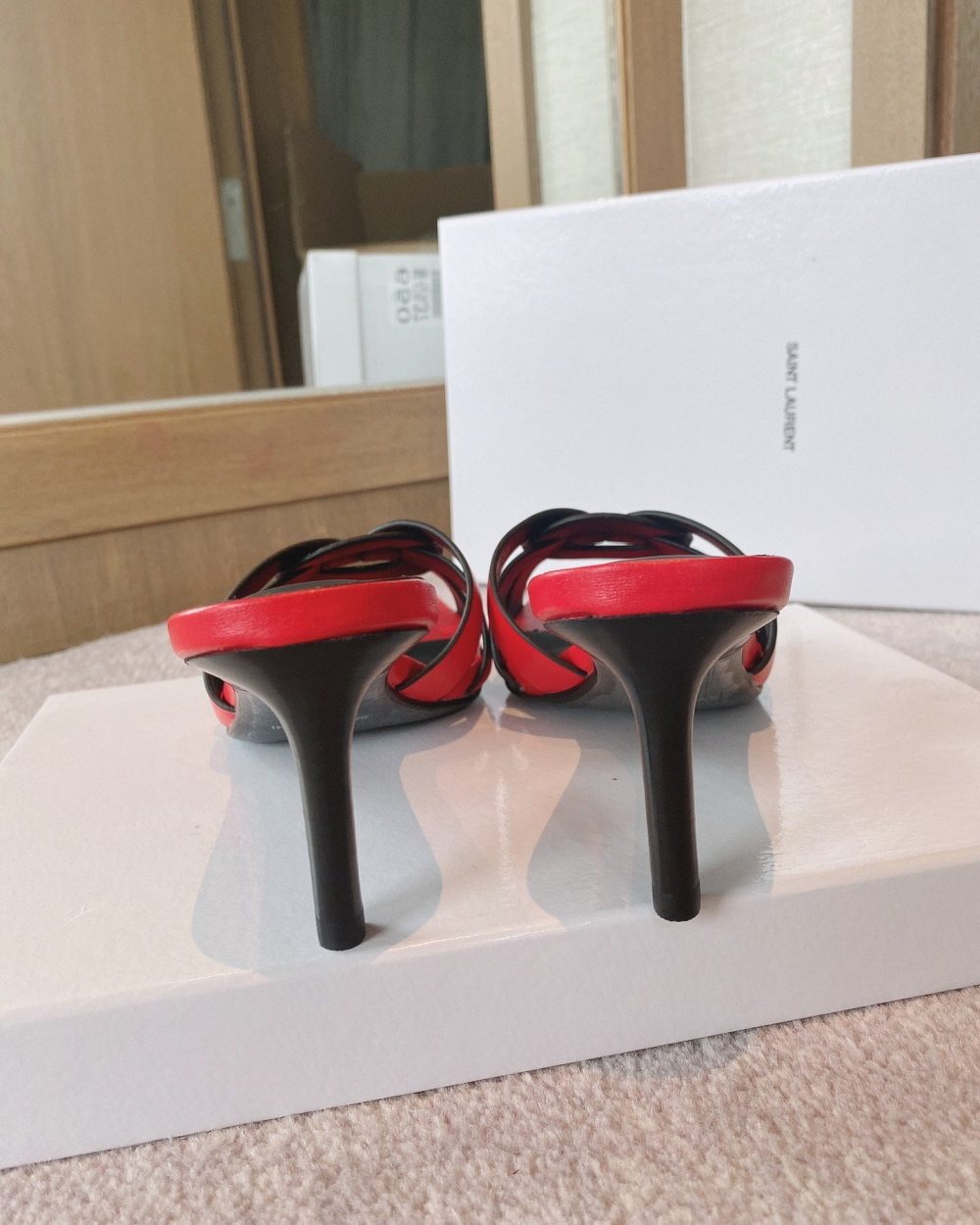 Saint Laurent Women's Tribute Heeled Mules Red For Women YSL