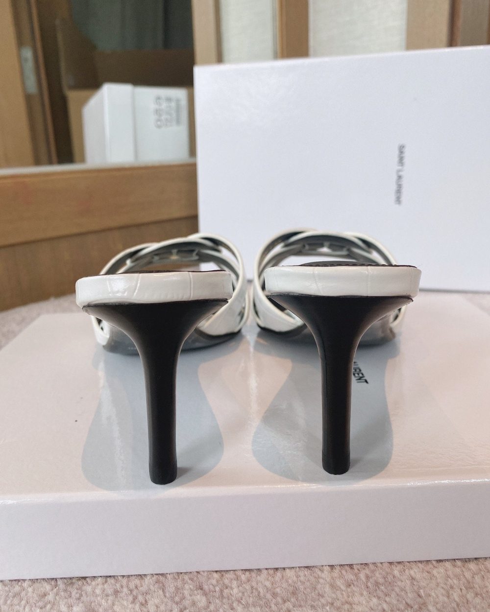 Saint Laurent Women's Tribute Heeled Mules White For Women YSL