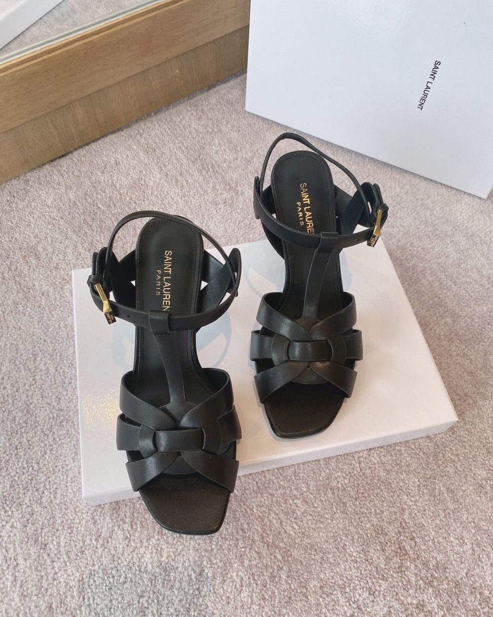 Saint Laurent Women's Tribute Sandals Black For Women YSL 620673dwe001000