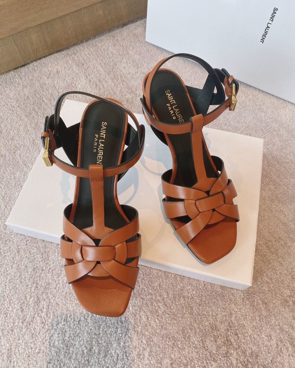 Saint Laurent Women's Tribute Sandals Brown For Women YSL