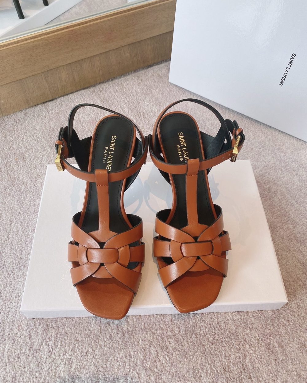 Saint Laurent Women's Tribute Sandals Brown For Women YSL