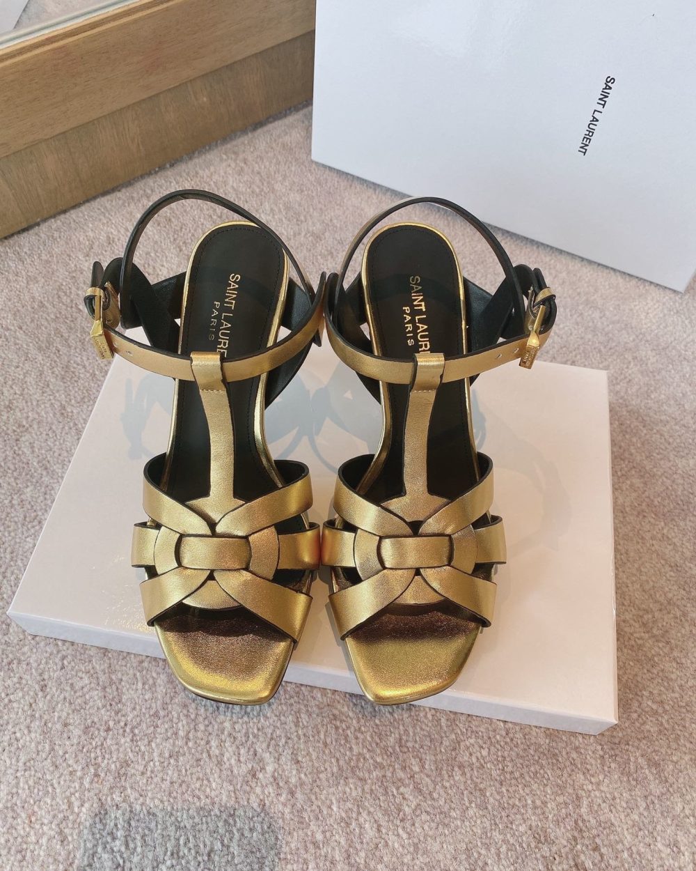 Saint Laurent Women's Tribute Sandals Gold For Women YSL