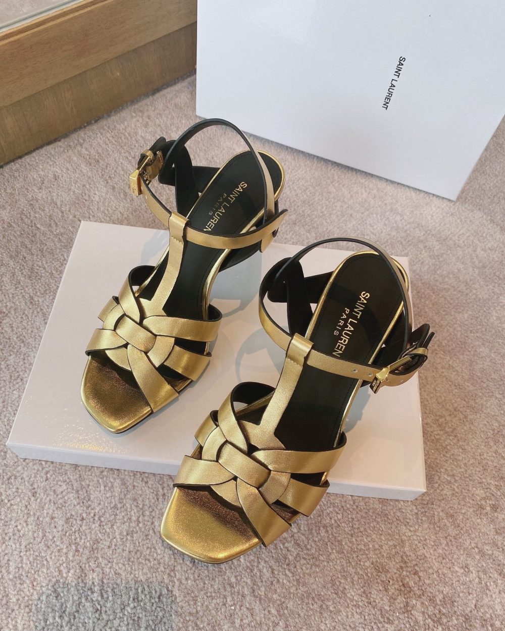 Saint Laurent Women's Tribute Sandals Gold For Women YSL