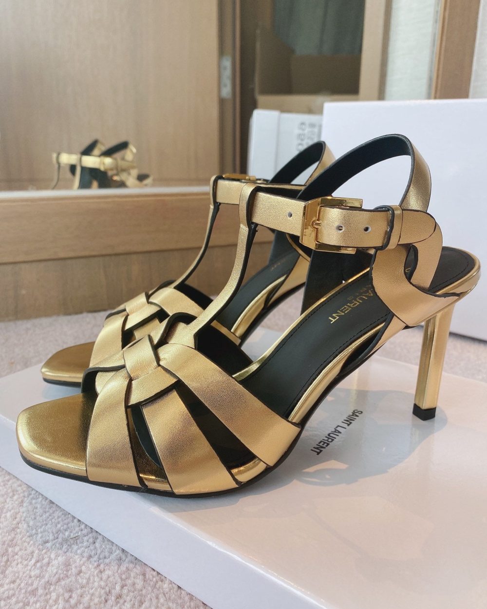Saint Laurent Women's Tribute Sandals Gold For Women YSL