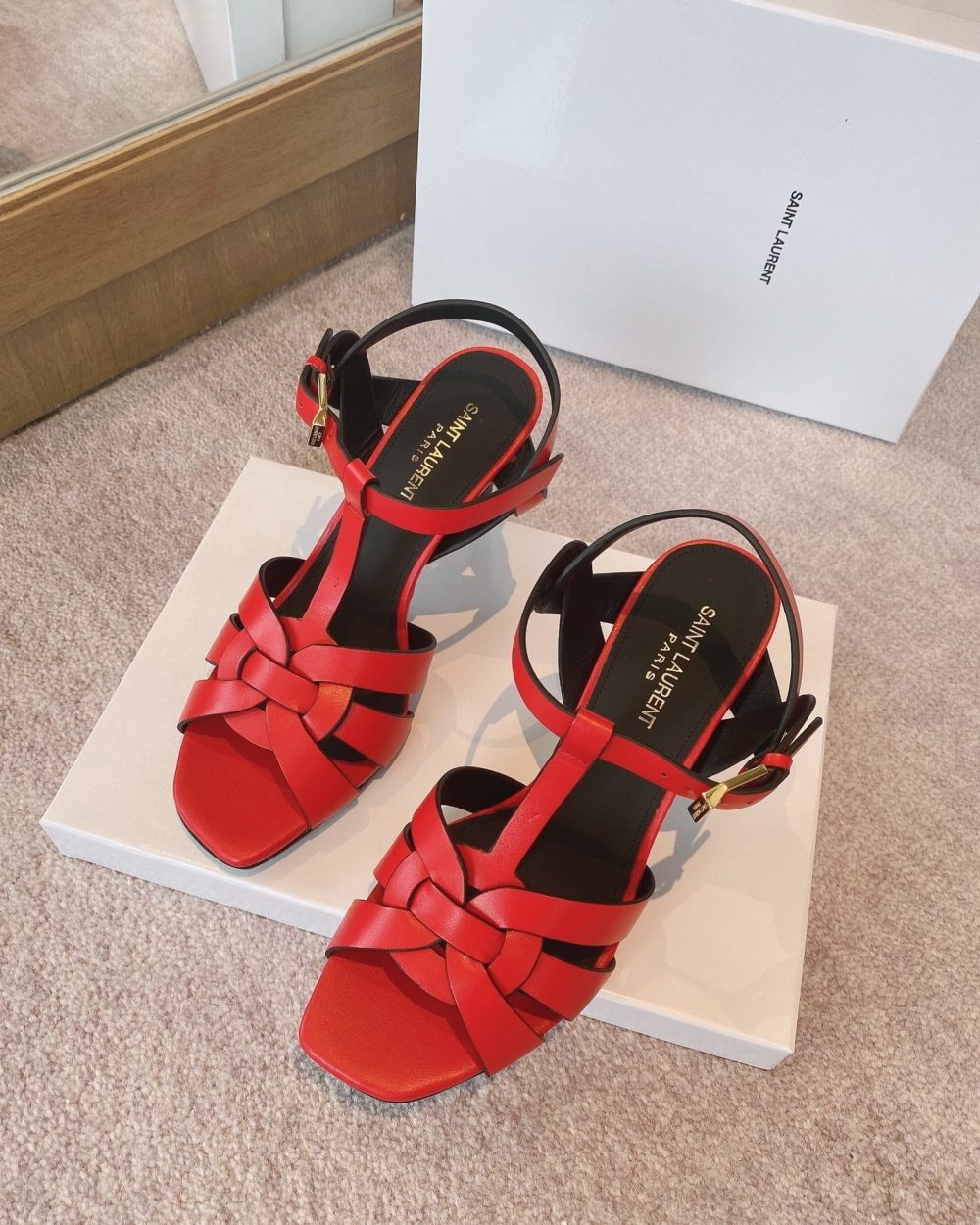 Saint Laurent Women's Tribute Sandals Red For Women YSL
