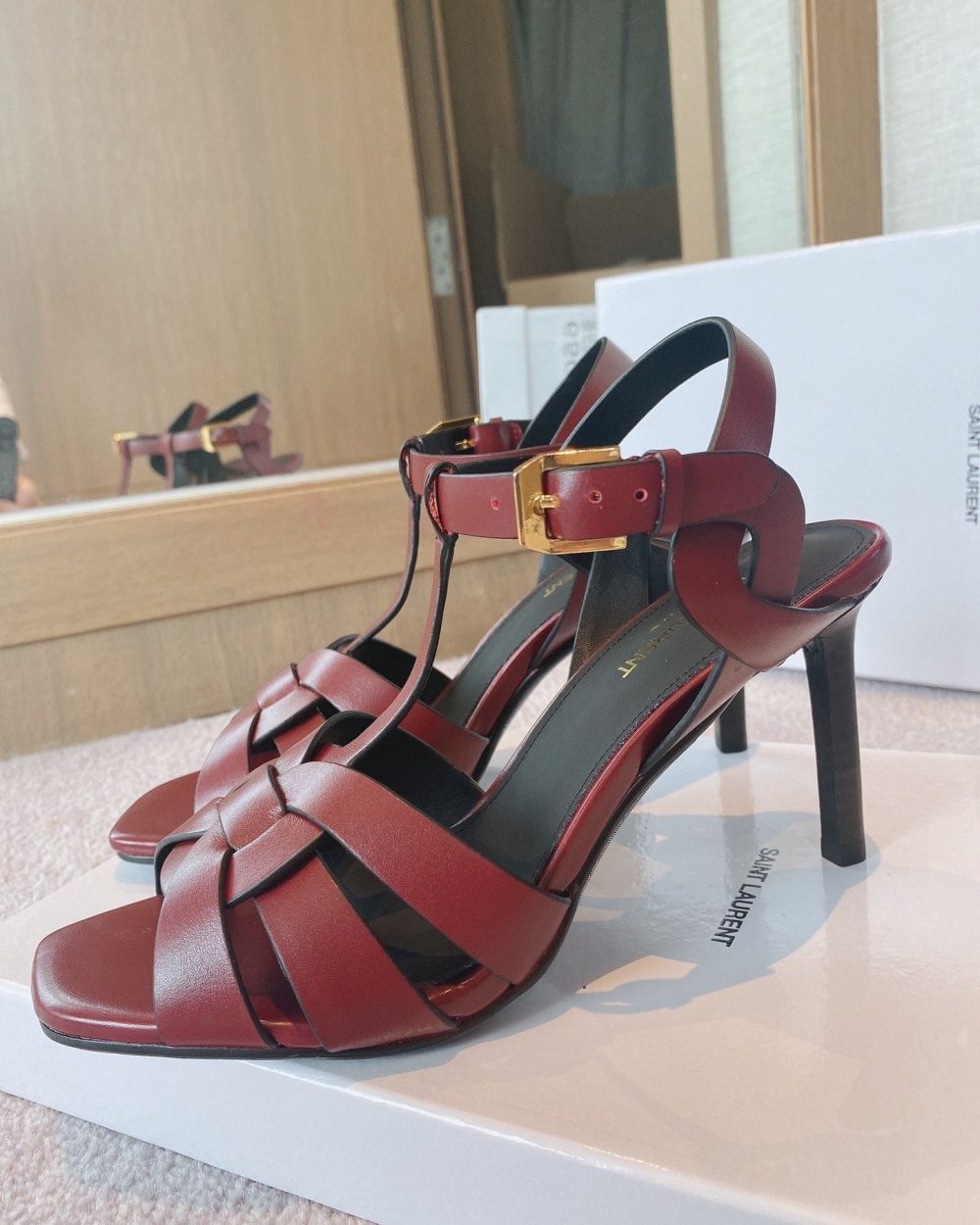 Saint Laurent Women's Tribute Sandals Red- Purple For Women YSL