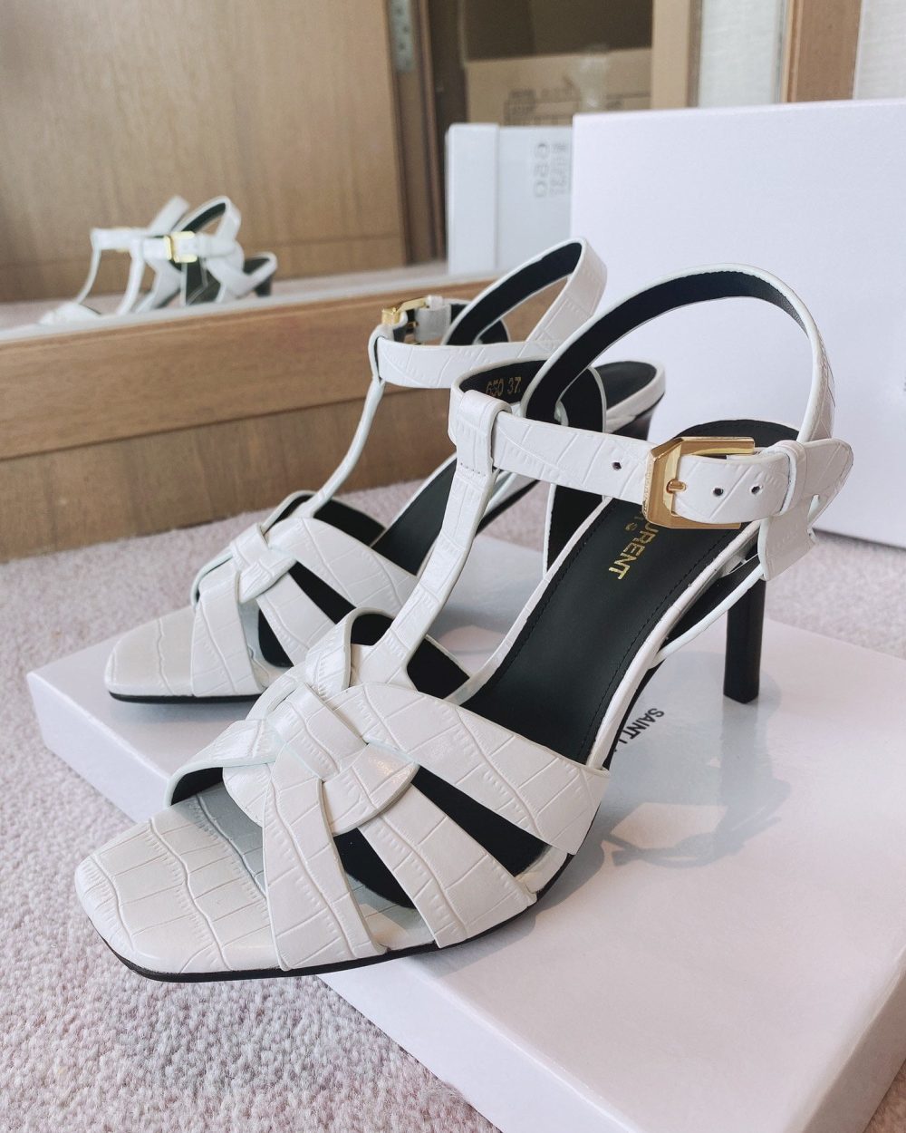 Saint Laurent Women's Tribute Sandals White For Women YSL
