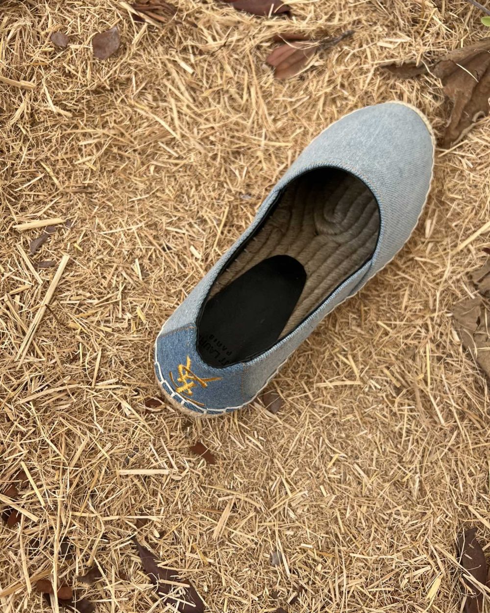 Saint Laurent Women's Ysl Embroidered Espadrilles Blue For Women YSL