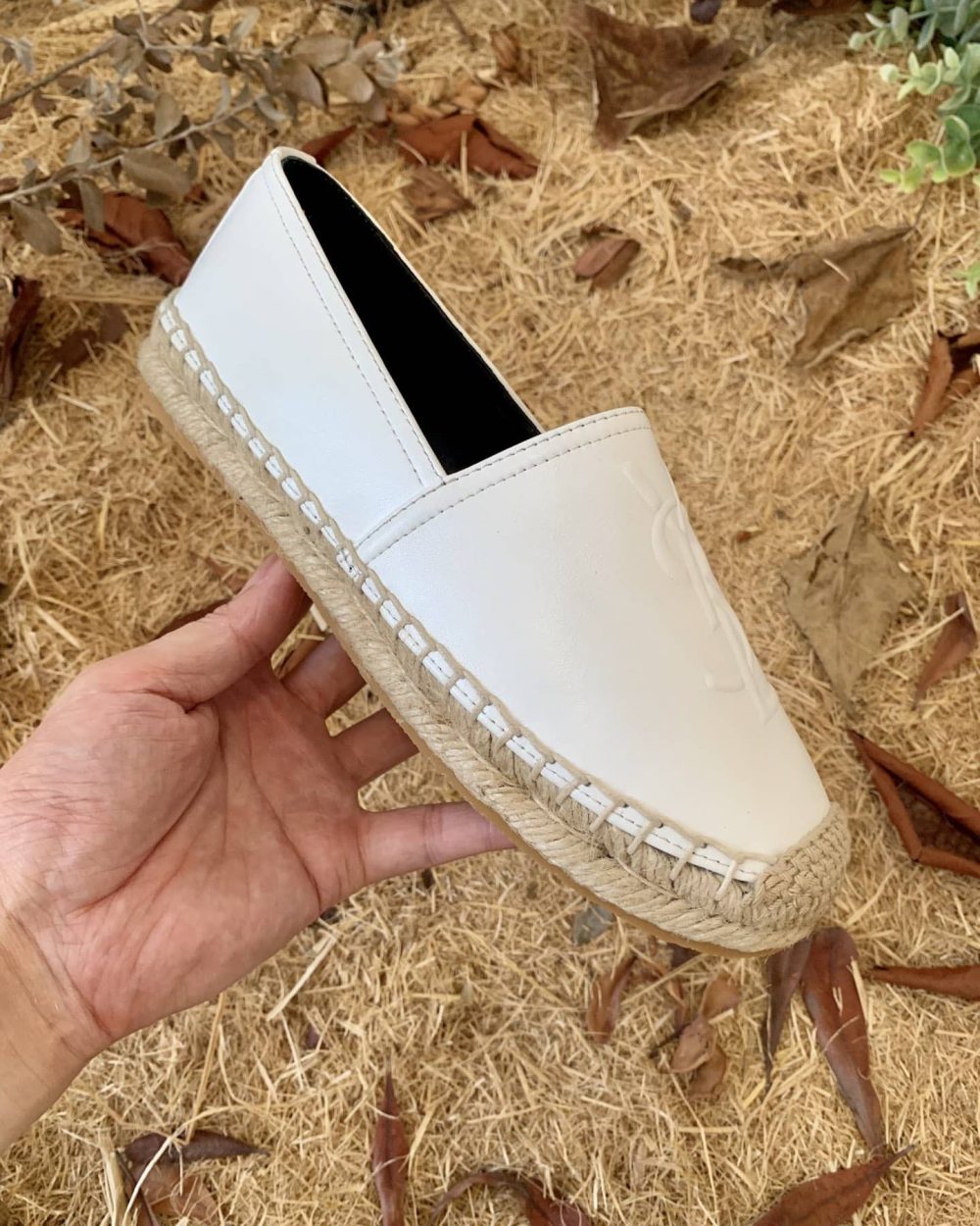 Saint Laurent Women's Ysl Embroidered Espadrilles White For Women YSL 4848900NO609030