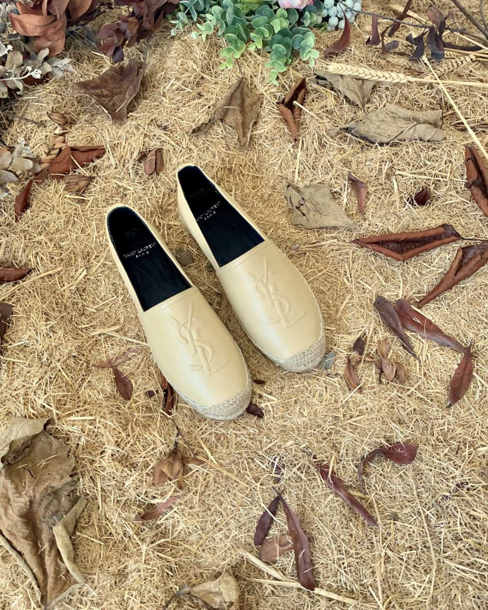 Saint Laurent Women's Ysl Embroidered Espadrilles Yellow For Women YSL