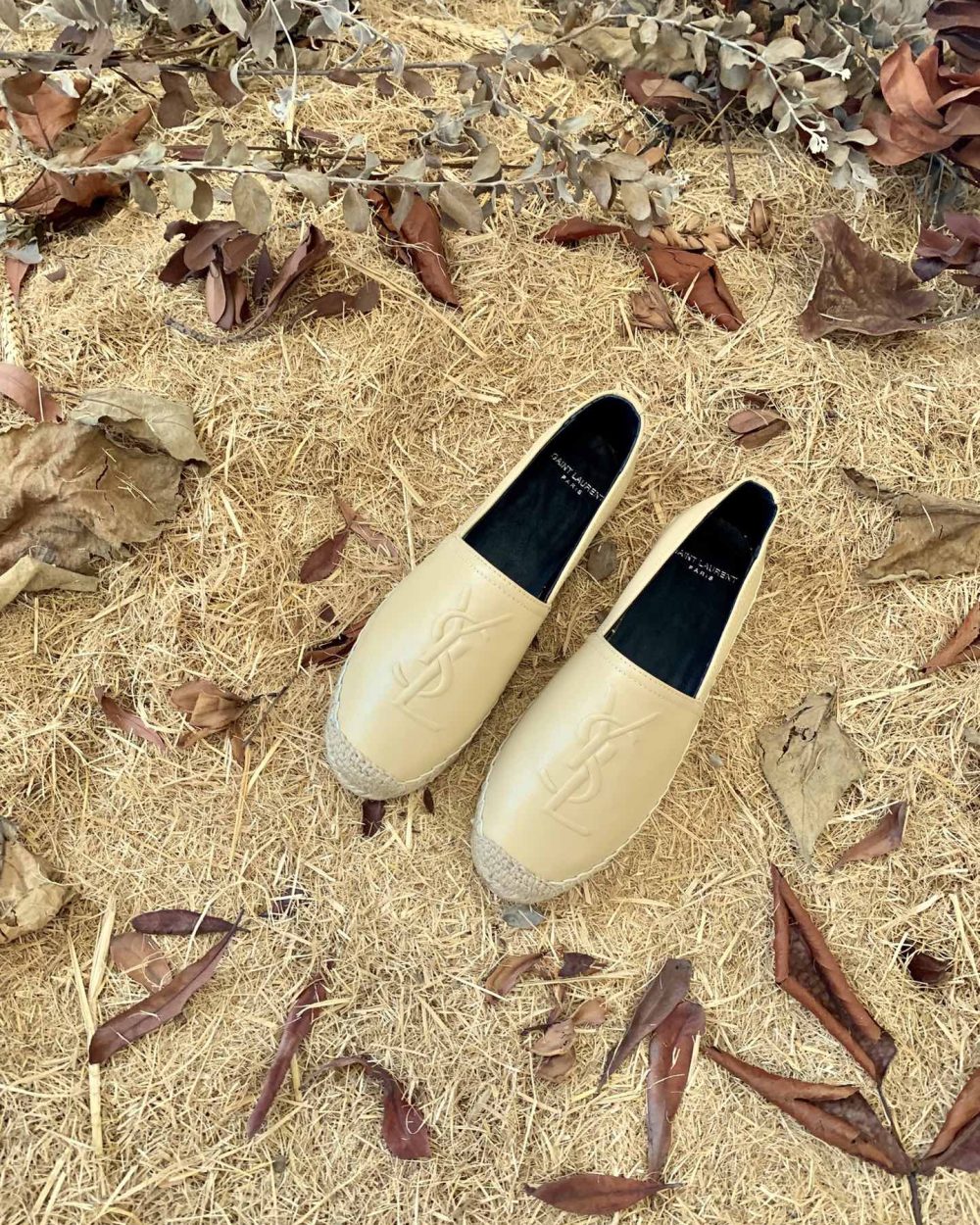 Saint Laurent Women's Ysl Embroidered Espadrilles Yellow For Women YSL