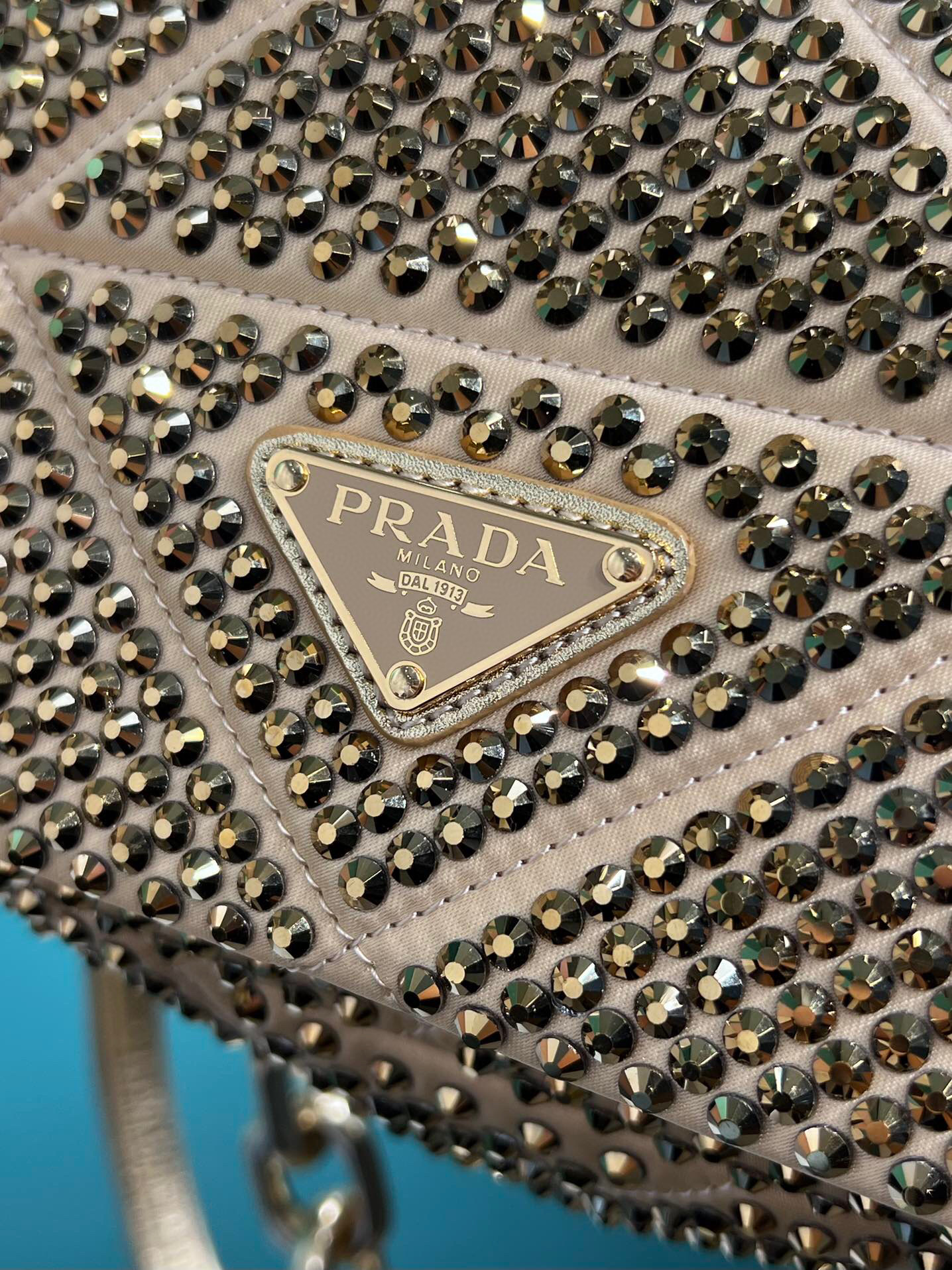 Satin Mini-Bag With Crystals Gold Tone/Black For Women 6.6in/ 17cm 1BD329_2AWL_F0522_V_QOO - Image 8