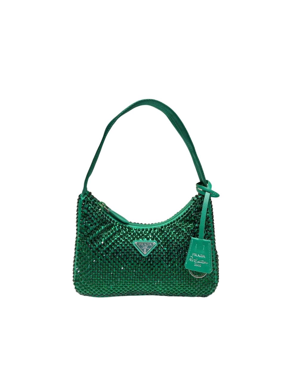 Satin Mini-Bag With Crystals In Green For Women 8.6in/ 22cm 1BC515_2AWL_F0458_V_OOO