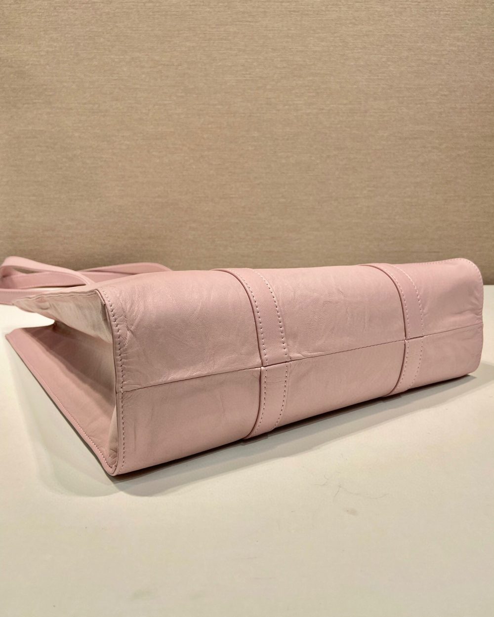 Small Antiqued Nappa Tote Bag In Pink/Black For Women 12.9 in/ 33cm 1BG459_UVL_F0E18_V_OOO