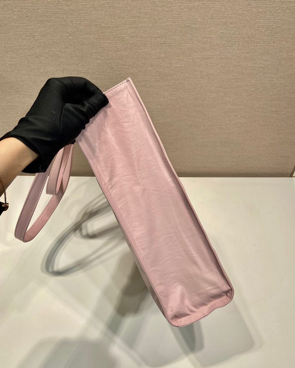 Small Antiqued Nappa Tote Bag In Pink/Black For Women 12.9 in/ 33cm 1BG459_UVL_F0E18_V_OOO