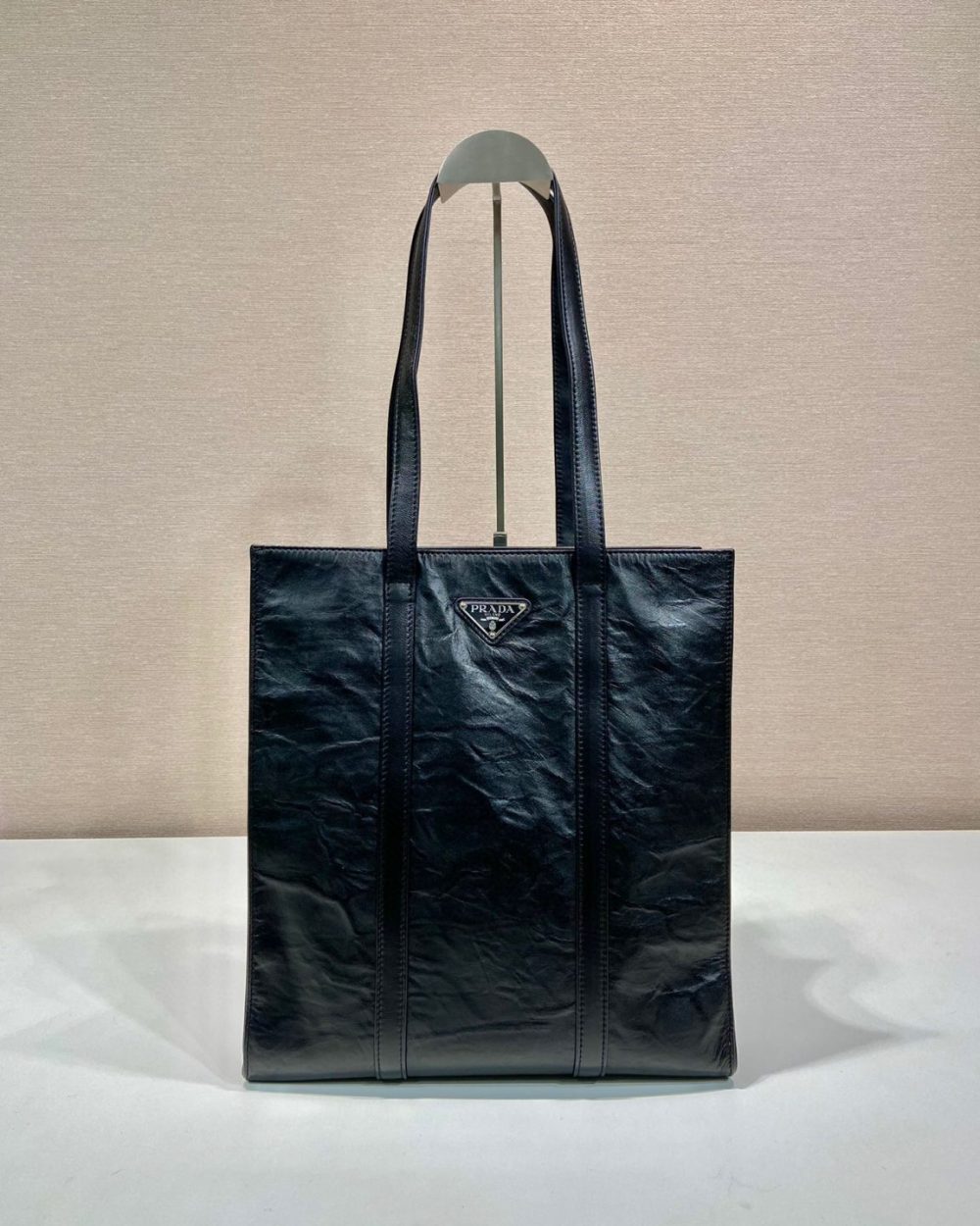 Small Antiqued Nappa Tote Bag In Pink/Black For Women 12.9 in/ 33cm 1BG459_UVL_F0E18_V_OOO