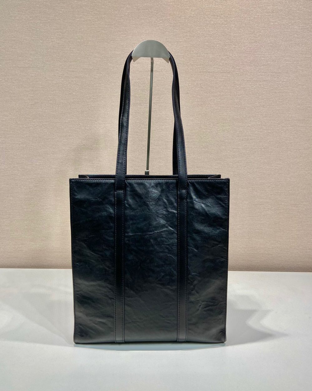 Small Antiqued Nappa Tote Bag In Pink/Black For Women 12.9 in/ 33cm 1BG459_UVL_F0E18_V_OOO