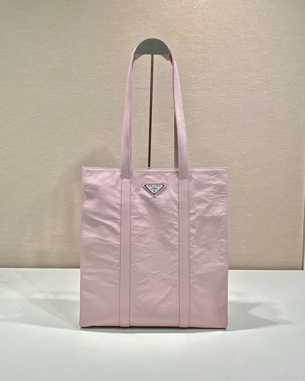 Small Antiqued Nappa Tote Bag In Pink/Black For Women 12.9 in/ 33cm 1BG459_UVL_F0E18_V_OOO