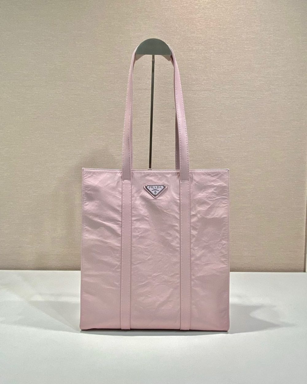 Small Antiqued Nappa Tote Bag In Pink/Black For Women 12.9 in/ 33cm 1BG459_UVL_F0E18_V_OOO