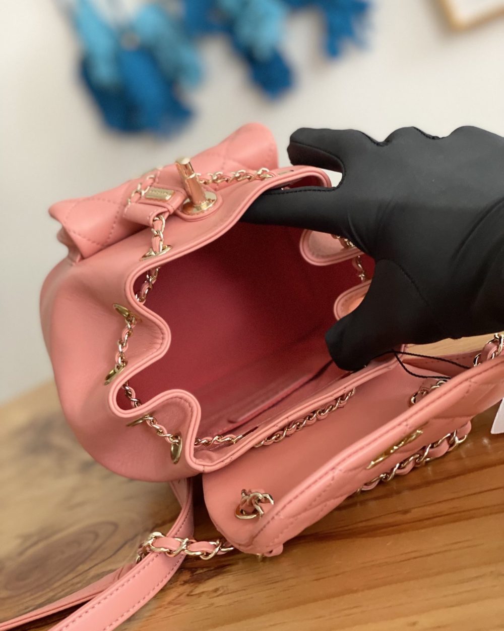 [REP 1:1] Small Backpack Black/White/Pink For Women 7.1in / 18cm AS2908