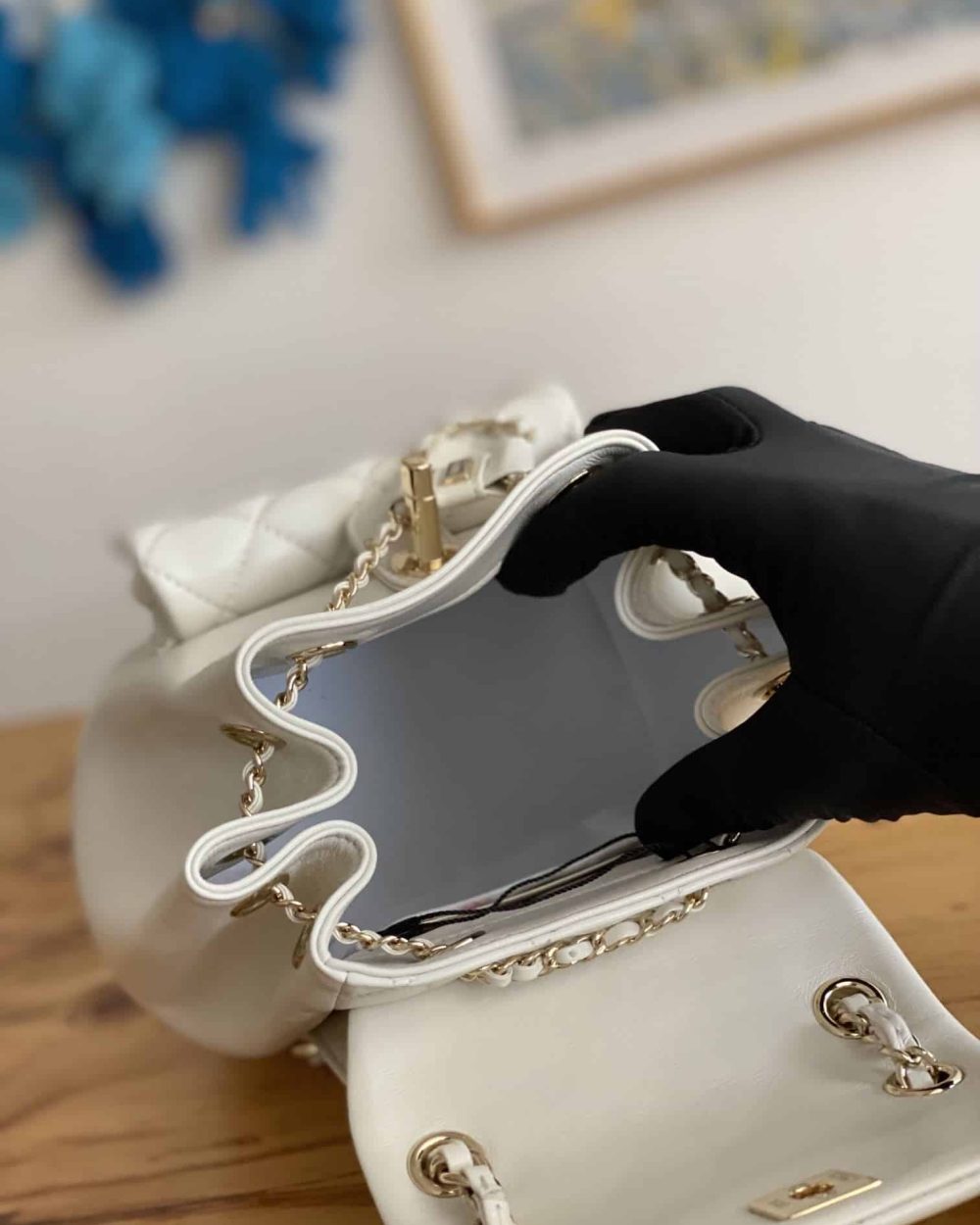 [REP 1:1] Small Backpack Black/White/Pink For Women 7.1in / 18cm AS2908