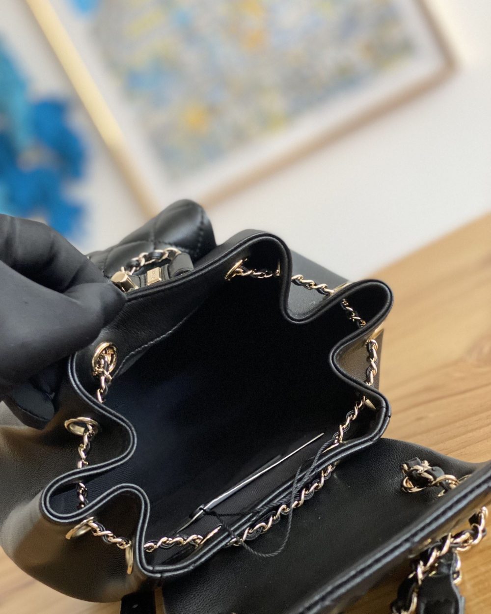 [REP 1:1] Small Backpack Black/White/Pink For Women 7.1in / 18cm AS2908