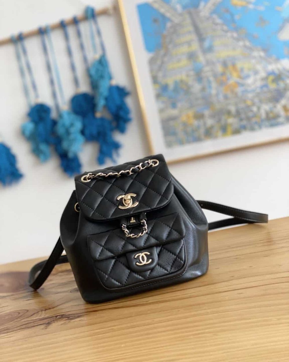 [REP 1:1] Small Backpack Black/White/Pink For Women 7.1in / 18cm AS2908