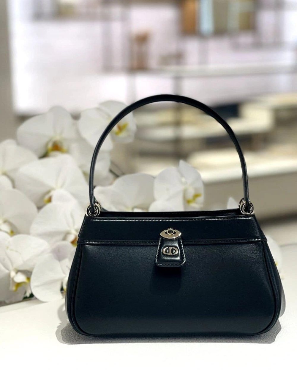 1:1 Replica Small Dior Key Bag White/Black For Women 8.5in/22cm M1844OBEQ_M49U