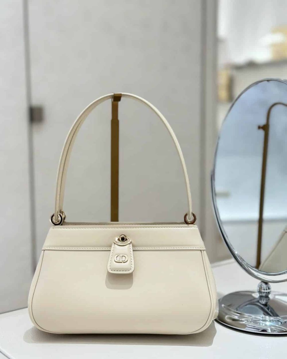 1:1 Replica Small Dior Key Bag White/Black For Women 8.5in/22cm M1844OBEQ_M49U