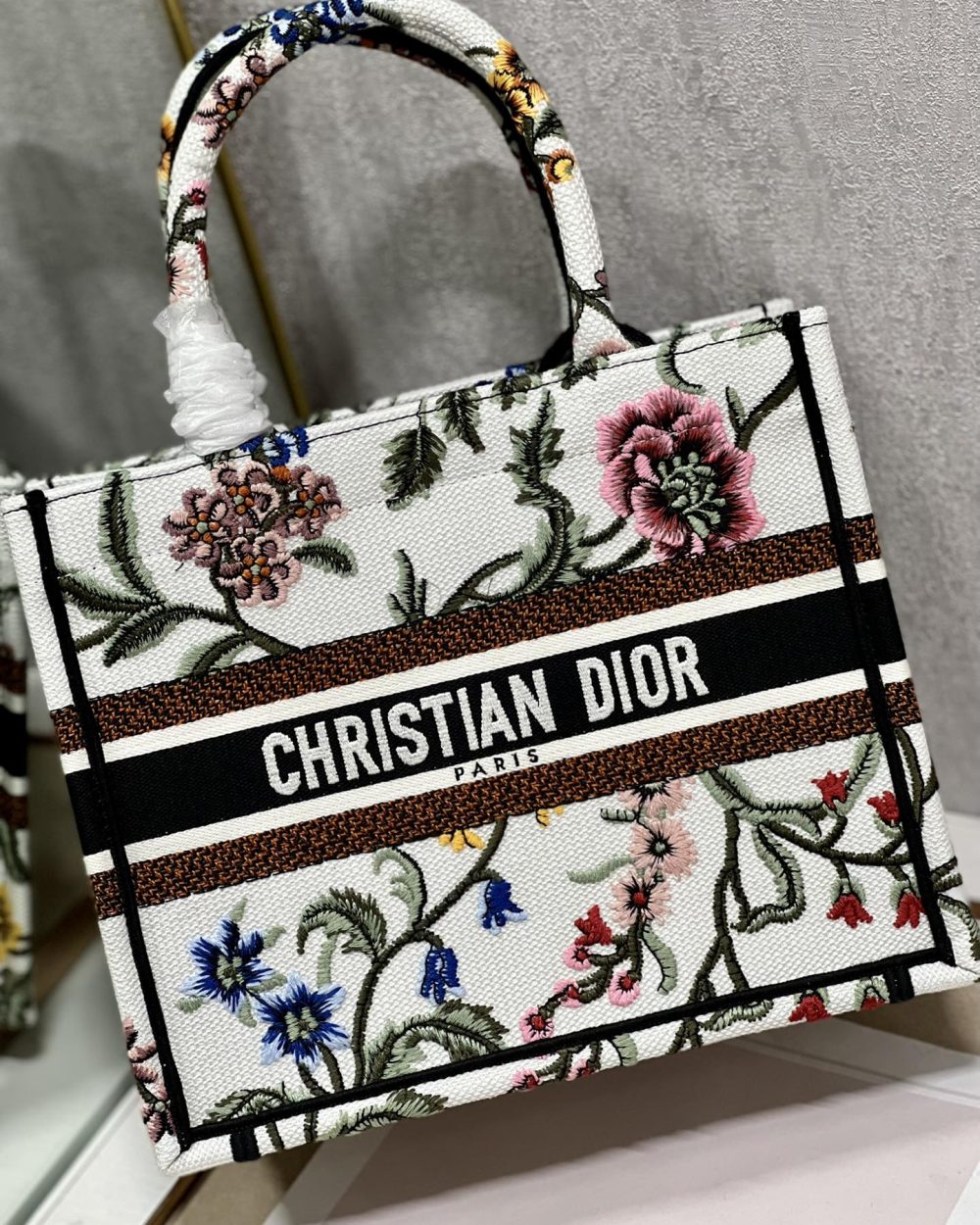 1:1 Replica Small Dior Tote Bag White/Black For Women 10.5 in/ 26.5cm