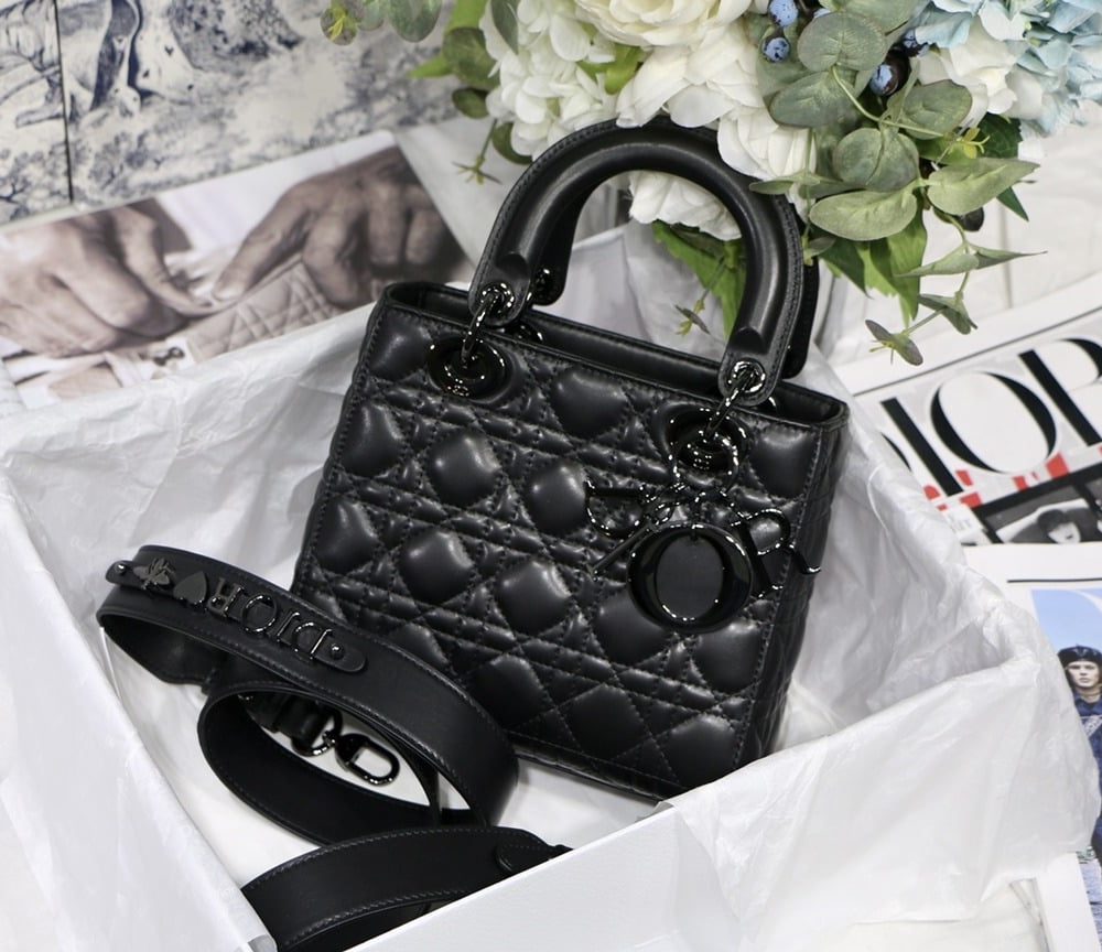 1:1 Replica Small Lady Dior My Abcdior Bag Black/Grey/White For Women 8in/20cm