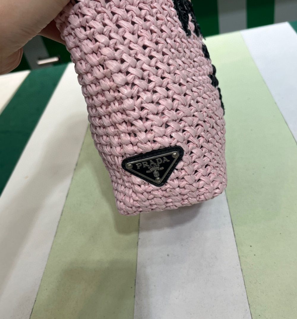 Small Raffia Tote Bag In Pink/Beige For Women 9.4 in/24cm 1BG422_2A2T_F0E18_V_OOL