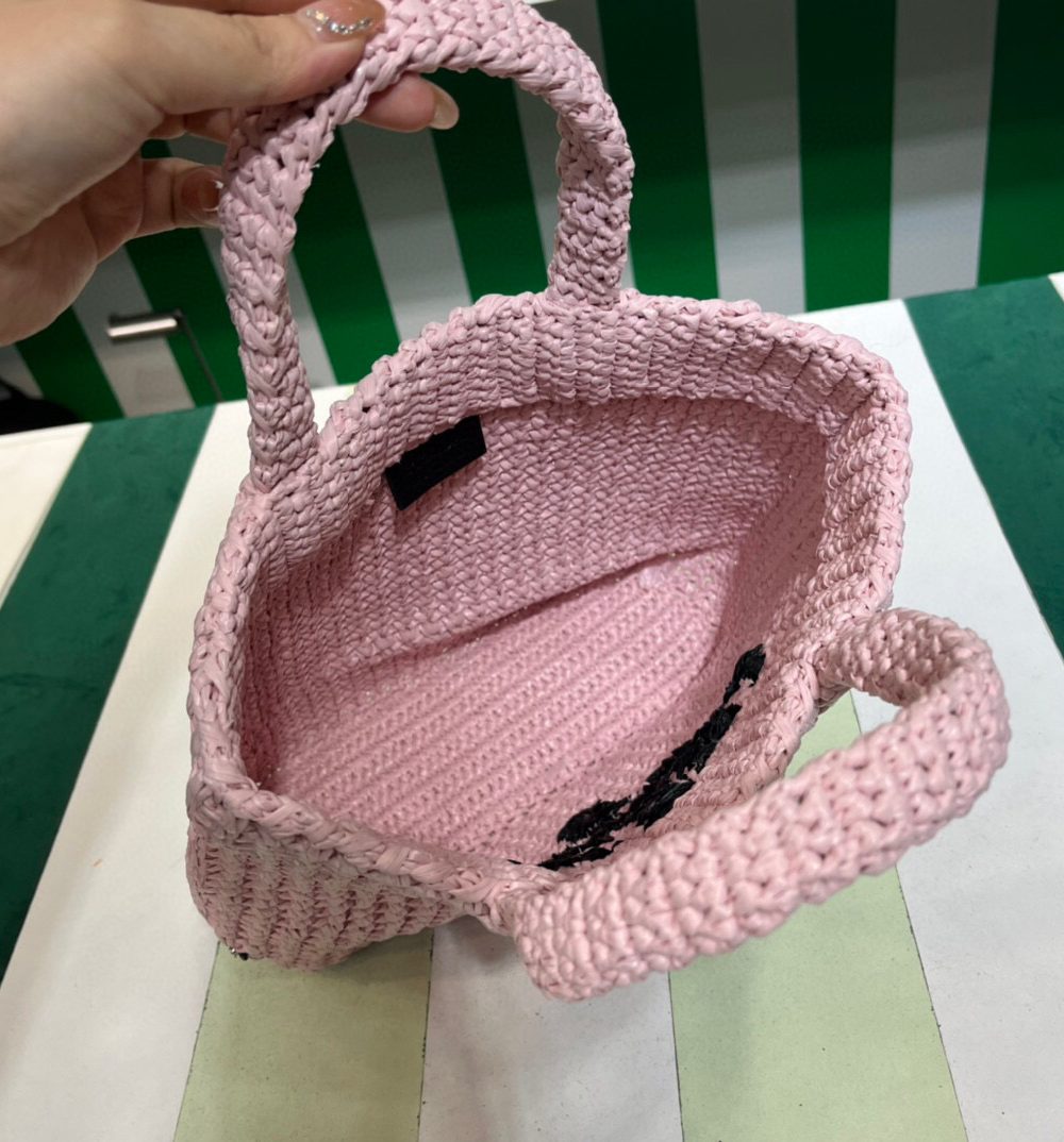 Small Raffia Tote Bag In Pink/Beige For Women 9.4 in/24cm 1BG422_2A2T_F0E18_V_OOL