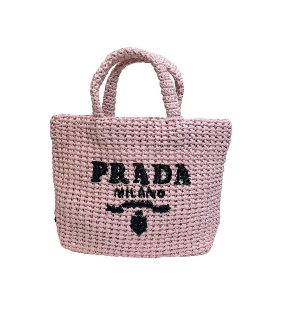 Small Raffia Tote Bag In Pink/Beige For Women 9.4 in/24cm 1BG422_2A2T_F0E18_V_OOL