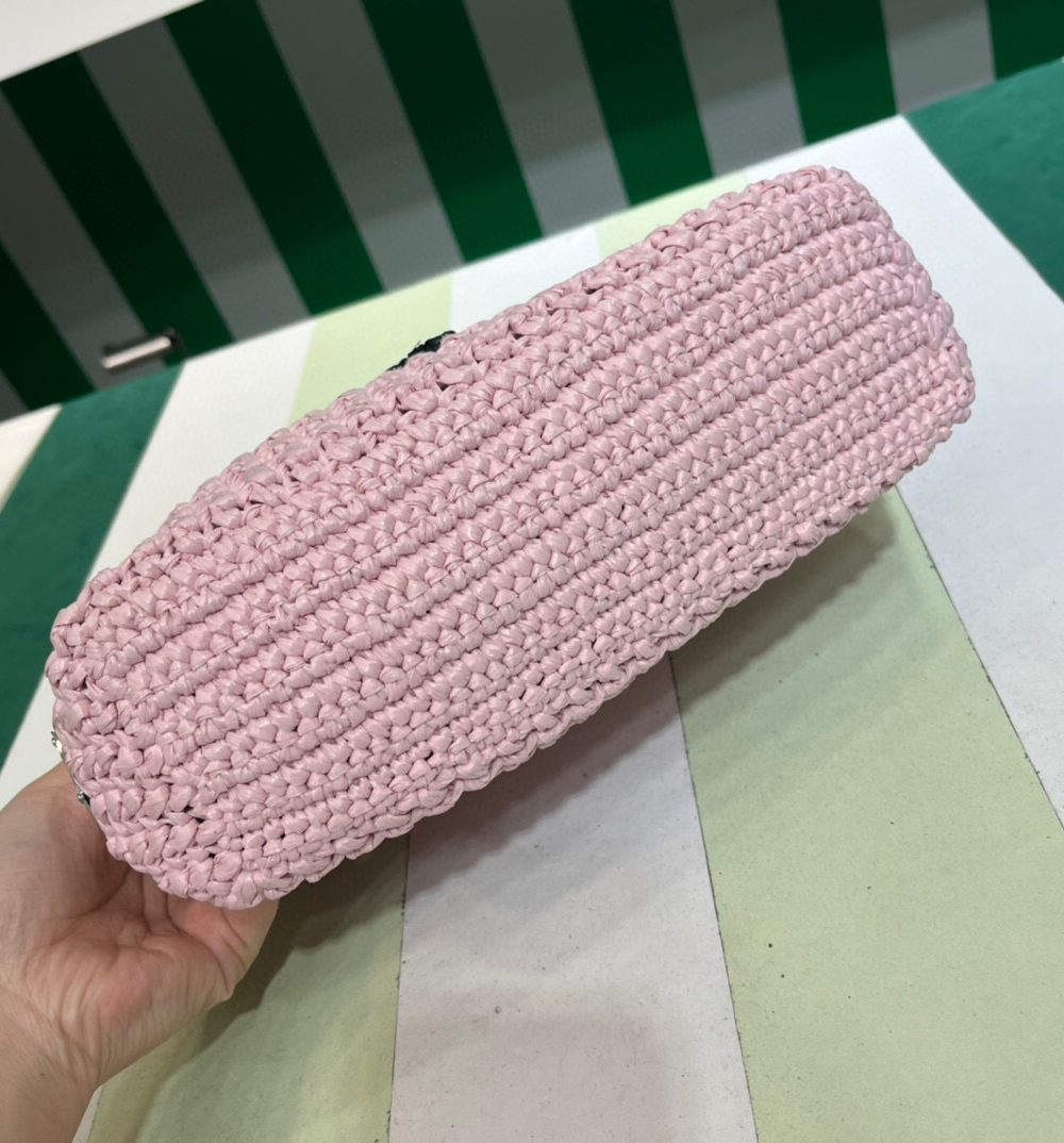 Small Raffia Tote Bag In Pink/Beige For Women 9.4 in/24cm 1BG422_2A2T_F0E18_V_OOL