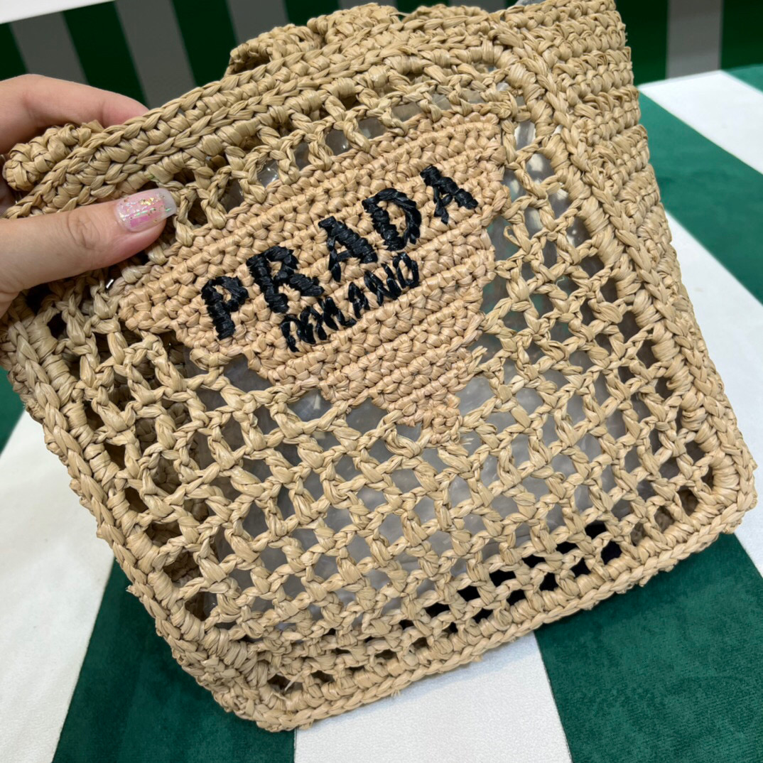 Small Raffia Tote Beige For Women 22cm/ 8.7in 1BG444_2A2T_F0018_V_OOO - Image 3