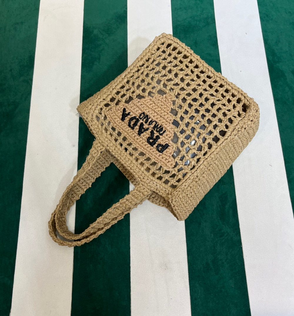 Small Raffia Tote Beige For Women 22cm/ 8.7in 1BG444_2A2T_F0018_V_OOO