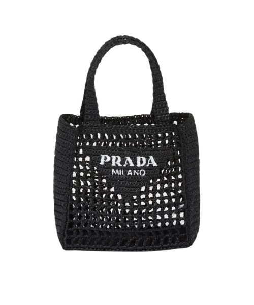 Small Raffia Tote Black For Women 22cm/ 8.7in - 1BG444_2A2T_F0002_V_OOO