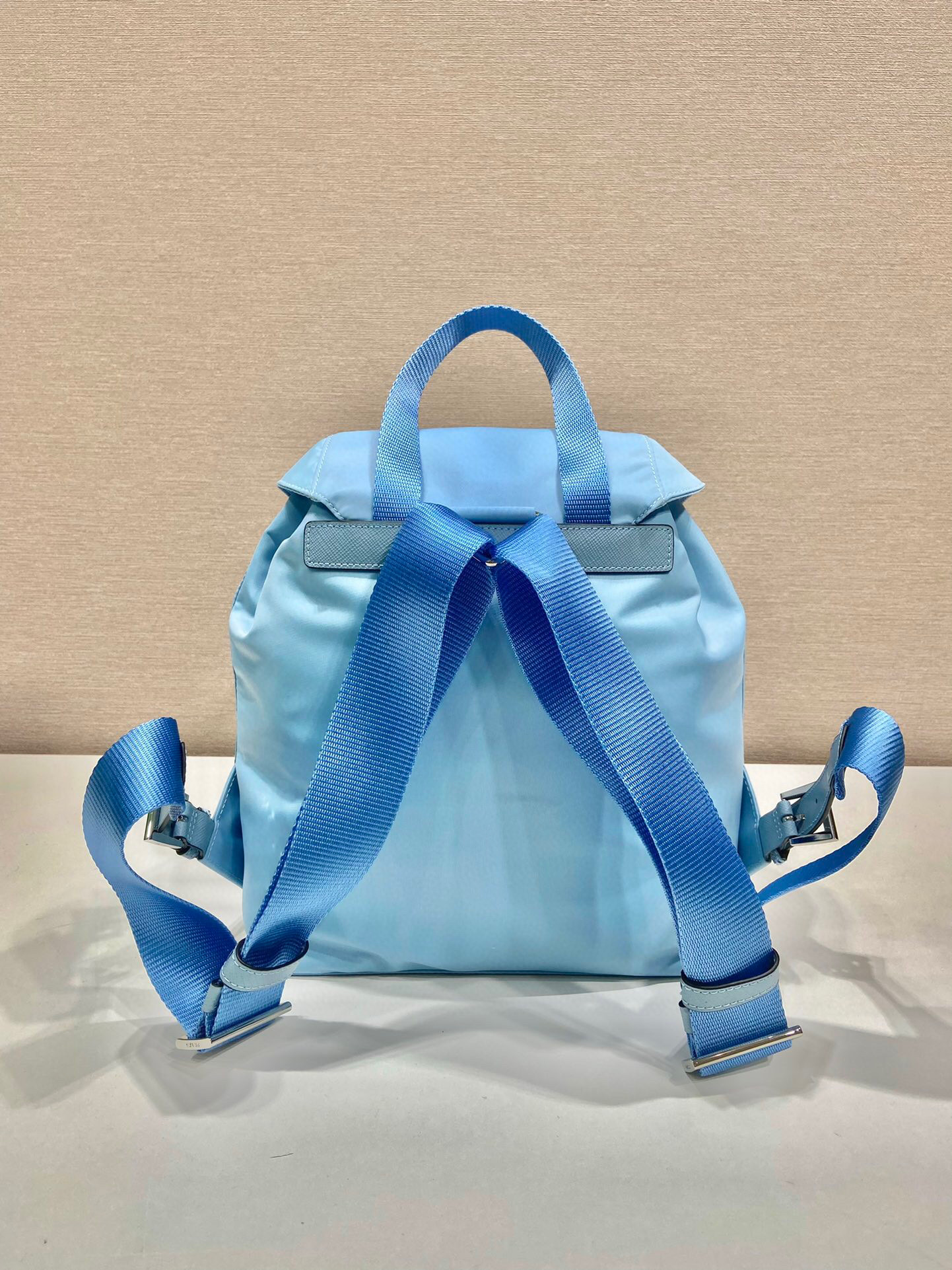 Small Re-Nylon Backpack In Blue For Women 11in/ 28cm 1BZ677_RV44_F0076_V_OOO - Image 6