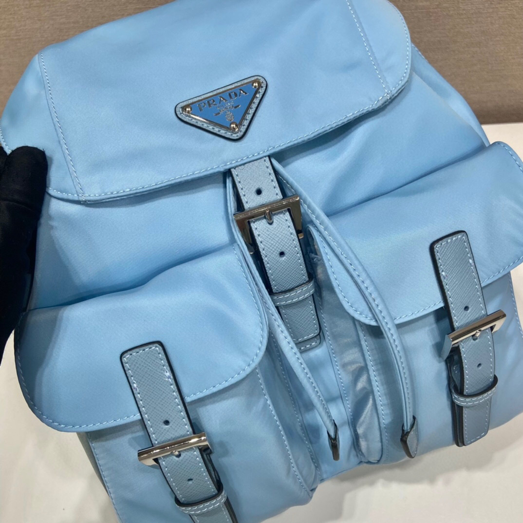 Small Re-Nylon Backpack In Blue For Women 11in/ 28cm 1BZ677_RV44_F0076_V_OOO - Image 4