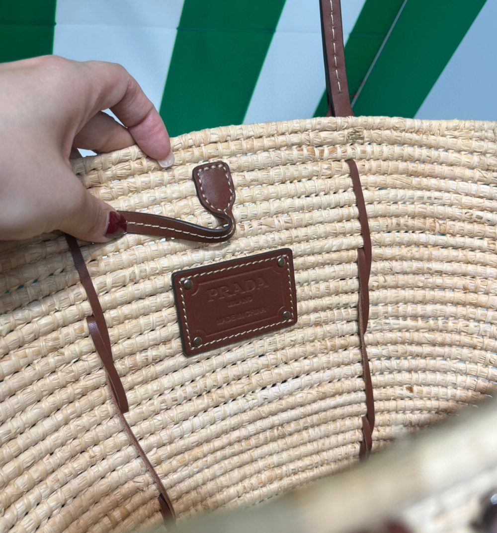 Straw And Shoulder Tote Bag In Beige For Women 9.8 in/25cm