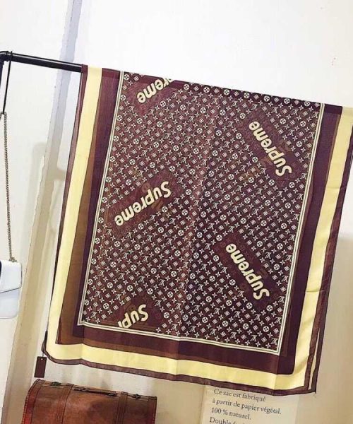 Supreme x LV Shawl Scarf Brown For Women 