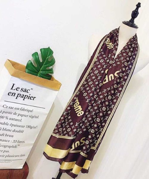 Supreme x LV Shawl Scarf Brown For Women 